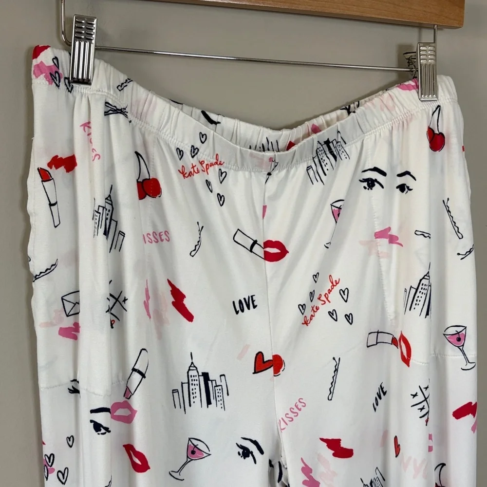 Kate Spade With Love Long PJ Set Pajamas Long Sleeve Long Pant Sz L - Picture 5 of 14